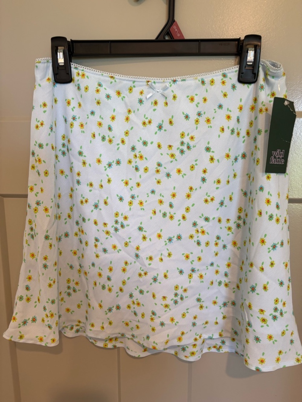 wild fable blue Mini Skirt with Yellow & Green Floral Print